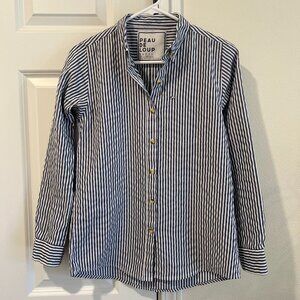 Peau De Loup Blue Button Down Shirt Size 2